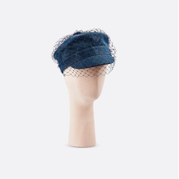 LIMITED TIME OFFER   Dior Denim Hat with veil - Picture 1 of 4